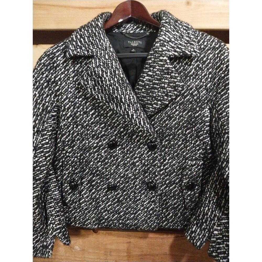 Talbots Blazer Women 6P Petite Wool Alpaca Blend Marled Short Peacoat Style Corp - Picture 5 of 12